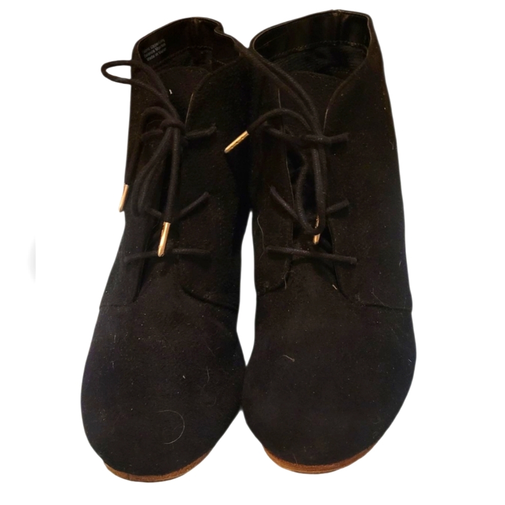 Dr Scholl's Chic Black Lace-Up Ankle Booties Size  8M EUC